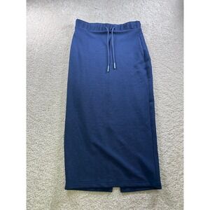 SHEIN Women's Navy Blue Large Midi Skirt Drawstring Waist